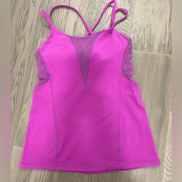 Lululemon Fuchsia Athletic Compression Mesh Cross Back Tank Top Size 8 - Picture 1 of 6